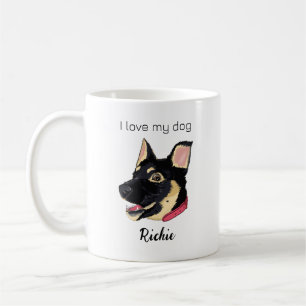 GSD Puppy Illustration Monogram Dog Lover Gift Coffee Mug