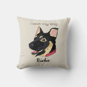 GSD Puppy Illustration Monogram Dog Lover Gift Cushion