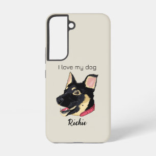 GSD Puppy Illustration Monogram Dog Lover Gift Samsung Galaxy Case