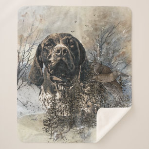 GSP, German Shorthaired Pointer Sherpa Blanket