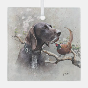 GSP Hunting Art – Precision, Passion, and Pheasant Glass Tree Decoration
