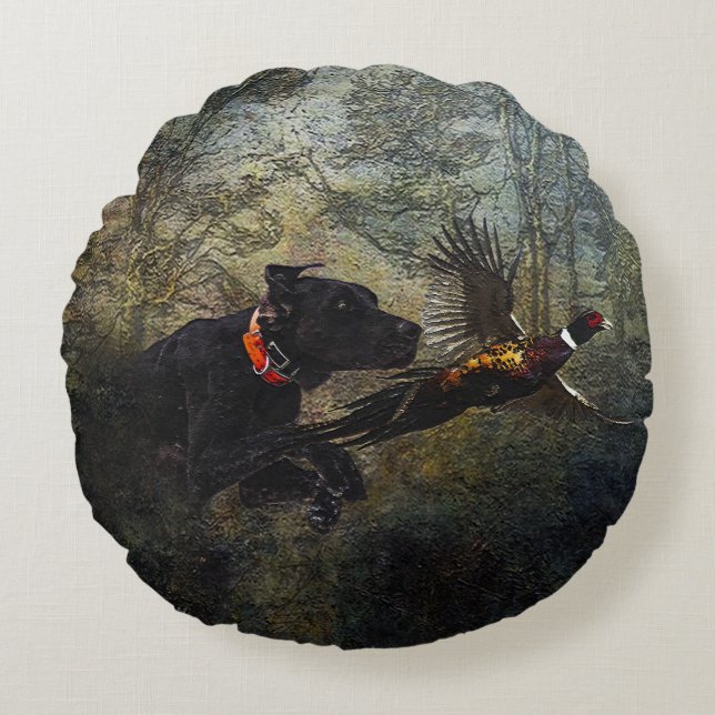 GSP , Hunting pheasant   Round Cushion (Front)