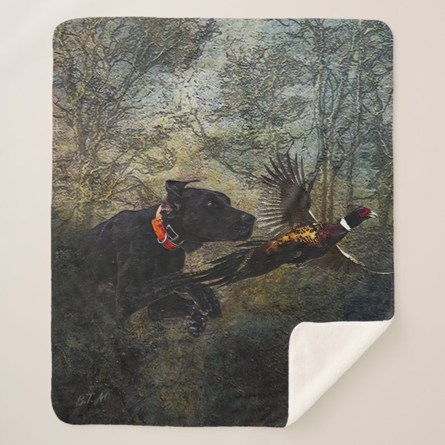 GSP , Hunting pheasant      Sherpa Blanket (Front)