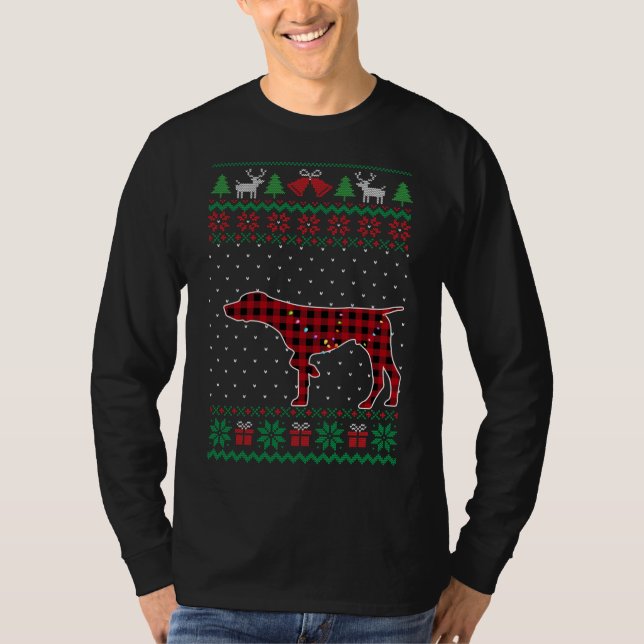 GSP Red Plaid Buffalo Funny Ugly Christmas Sweater (Front)