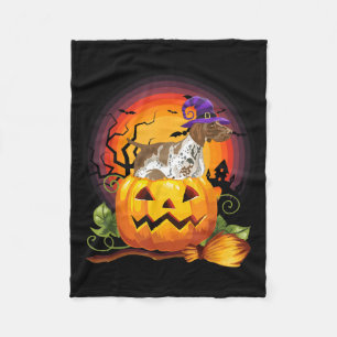 Gsp Witch Pumpkin Halloween Dog Lover Costume Fleece Blanket