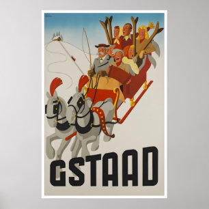 Gstaad Ski Poster Switzerland Travel Poster