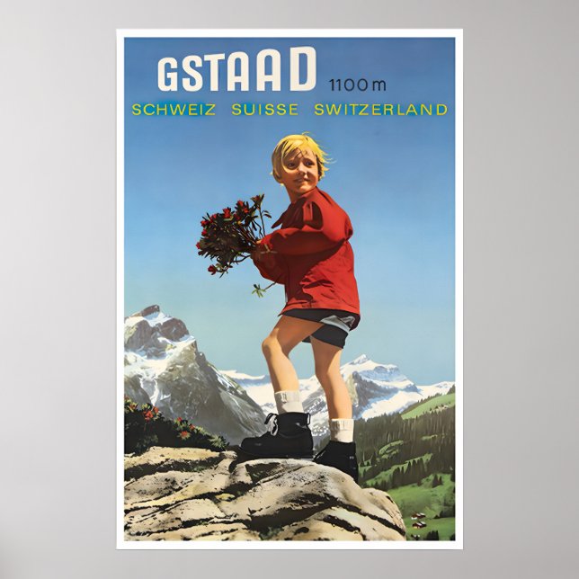 Gstaad Wall Print Switzerland Ski Poster Gstaad (Front)
