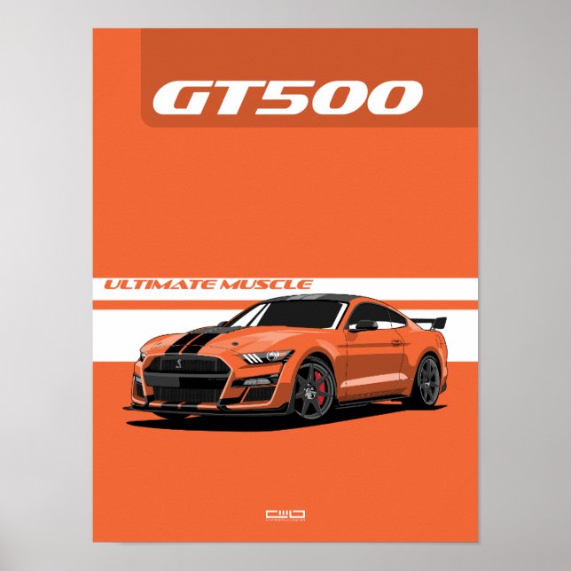 GT500 Muscle Car Poster – Orange (Front)