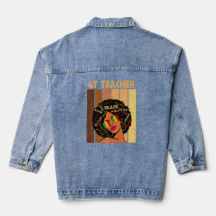 Gt Teacher Afro African American Black History Mon Denim Jacket