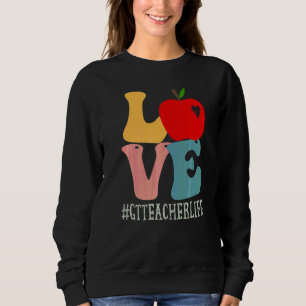 Gt Teacher Love Apple Groovy Retro Cute Back To Sc Sweatshirt