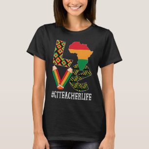 GT Teacher Love Map African American Black History T-Shirt