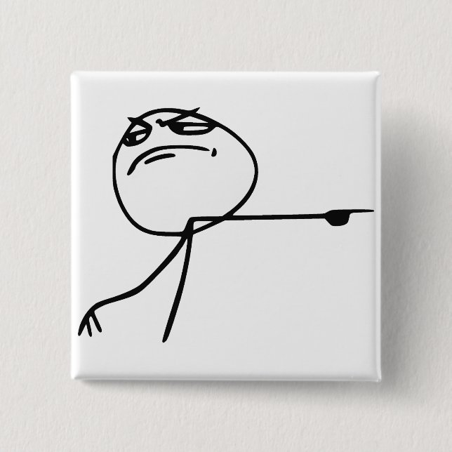 GTFO Get Out Guy Rage Face Comic Meme 15 Cm Square Badge (Front)