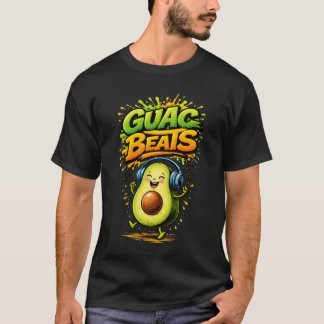 Guac Beats Funny Avocado DJ Music Illustration T-Shirt