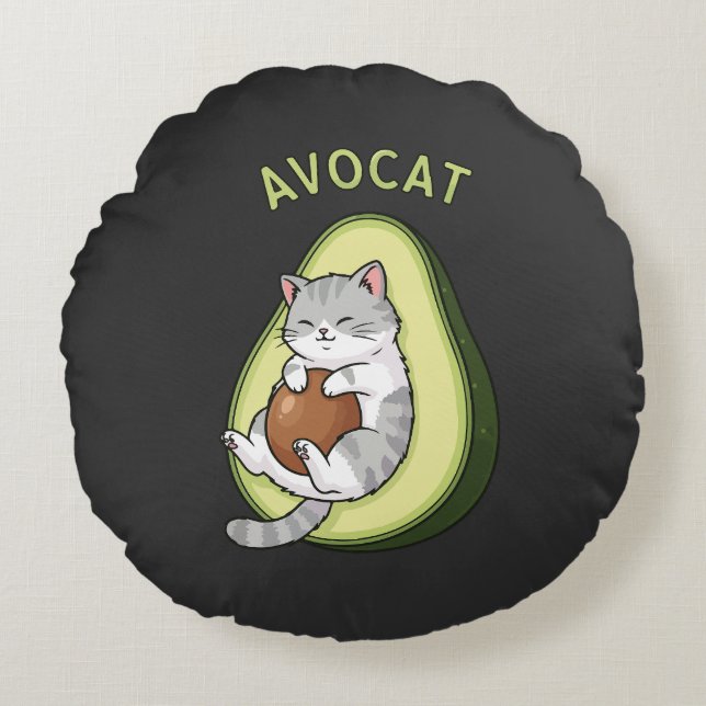 Guac Meow Mode Round Cushion (Front)