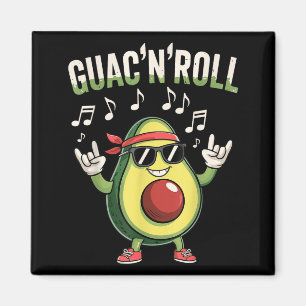 Guac'n'roll avocado rock magnet