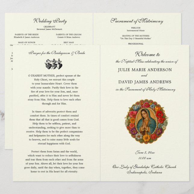 Guadalupe Catholic Wedding Mass Program (Front/Back)