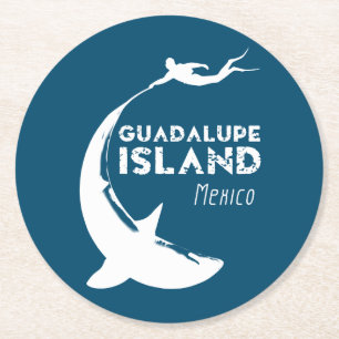 Guadalupe Island Mexico Scuba Diving With Sharks Round Paper Coaster