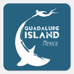 Guadalupe Island Mexico   Scuba Diving With Sharks Square Sticker