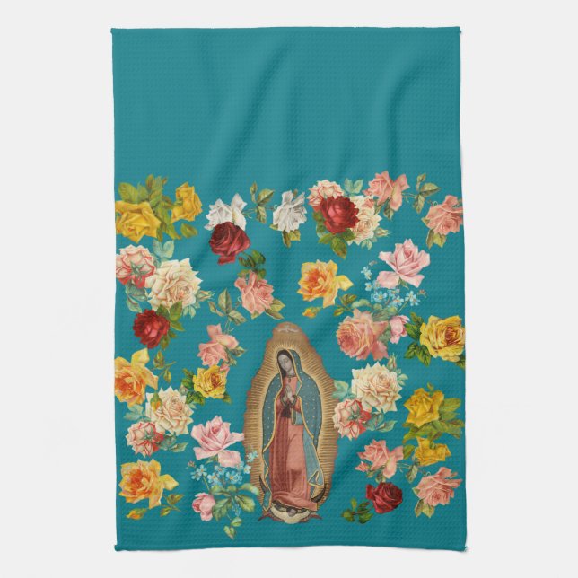 Guadalupe Kitchen Towel (turquoise) (Vertical)