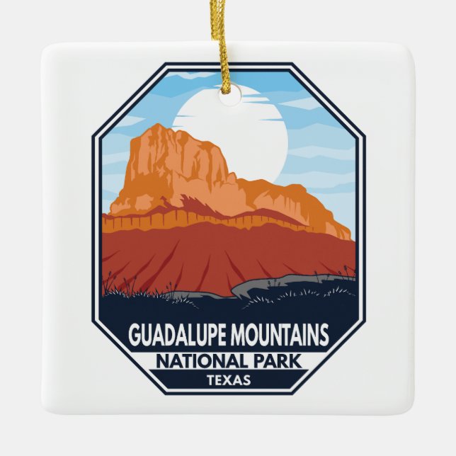 Guadalupe Mountains National Park El Capitan Retro Ceramic Ornament (Front)