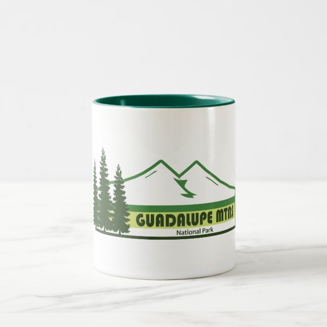 Guadalupe Mountains National Park Green Stripes Two-Tone Coffee Mug (Center)