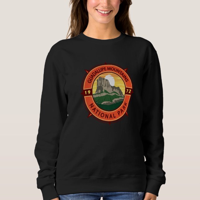 Guadalupe Mountains National Park Retro Compass Em Sweatshirt (Front)