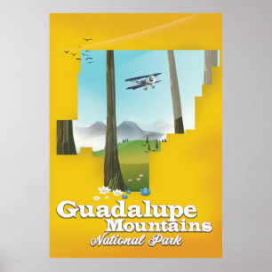 Guadalupe mountains national park, Texas map. Poster