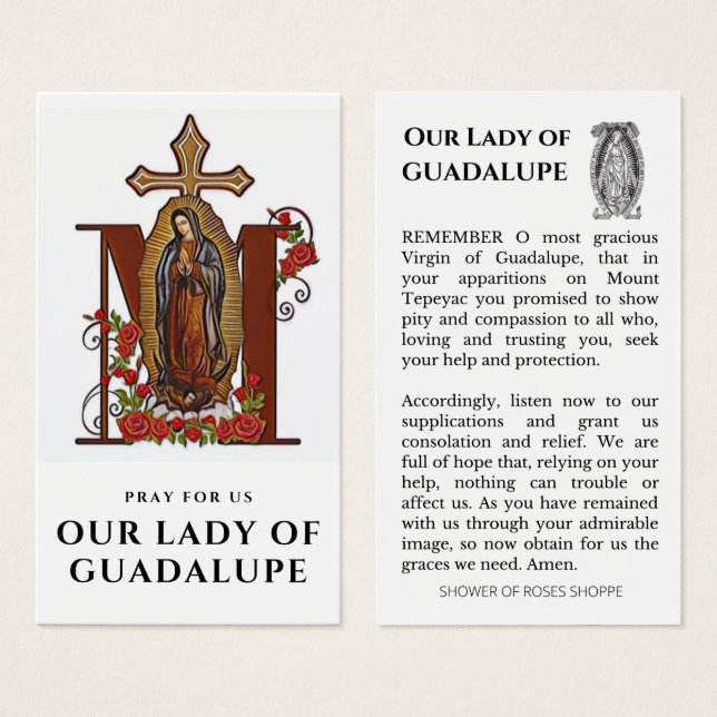 Guadalupe Religious Catholic Prayer Holy Card (Front & Back)