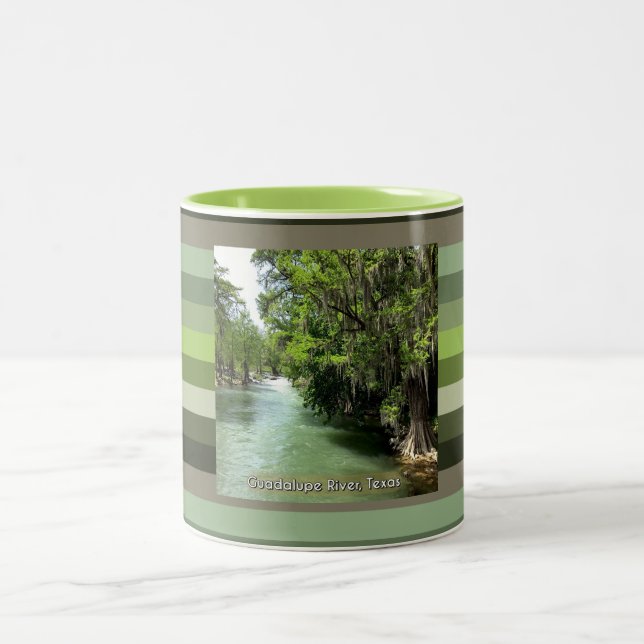 Guadalupe River in Gruene, Texas Two-Tone Coffee Mug (Center)