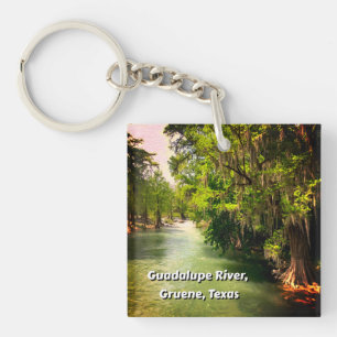 Guadalupe River in Gruene, Texas Watercolor Key Ring