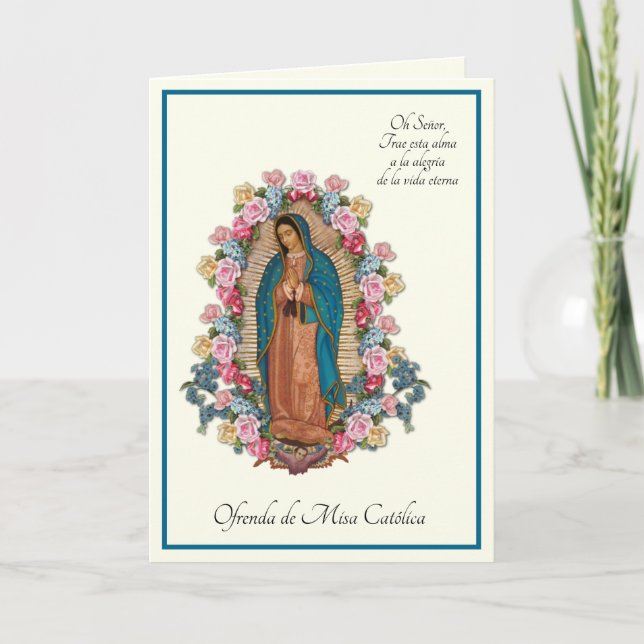 Guadalupe Spanish Sympathy Mass Offering Prayer Card (Front)