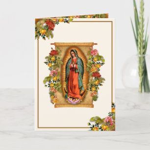 Guadalupe Virgin Mary Catholic Religious Roses  Thank You Card