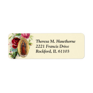 Guadalupe Virgin Mary Catholic Spanish Religious  Return Address Label