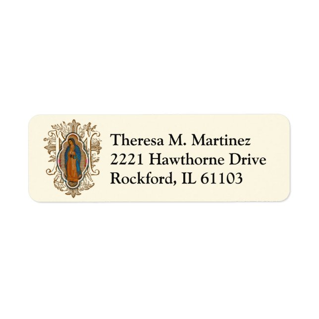 Guadalupe Virgin Mary Catholic Spanish Religious Return Address Label (Front)