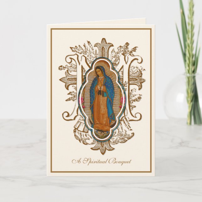 Guadalupe Virgin Mary Catholic Spiritual Bouquet  Thank You Card (Front)