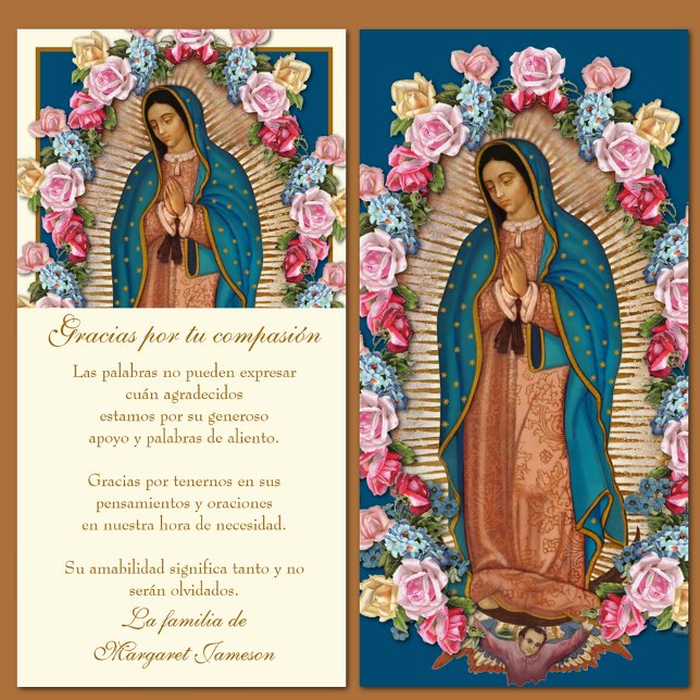 Guadalupe Virgin Mary Funeral Condolence Spanish   Thank You Card (Creator Uploaded)