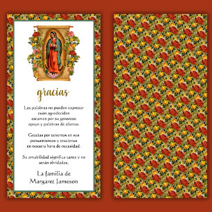 Guadalupe Virgin Mary Funeral Condolence Spanish Thank You Card