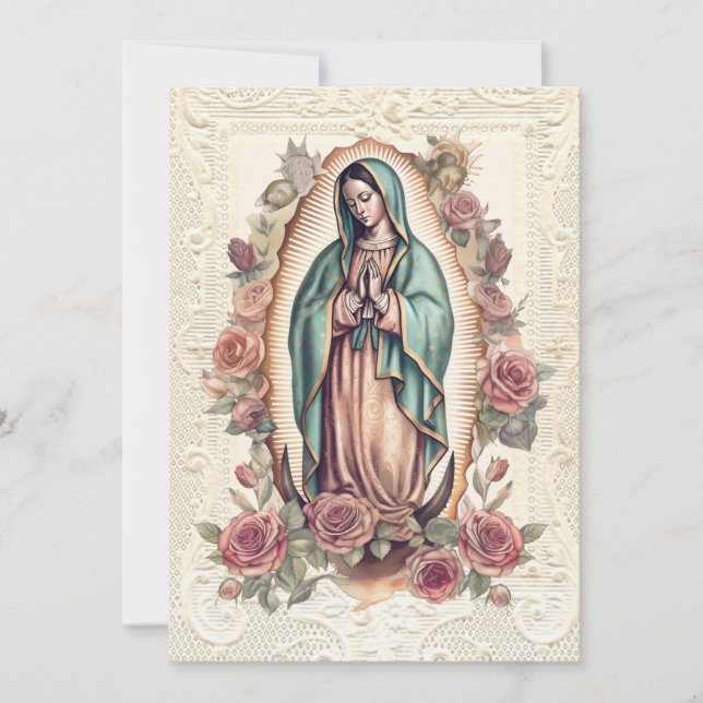 Guadalupe Virgin Mary Funeral Condolence Spanish Thank You Card (Front)
