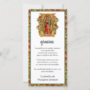 Guadalupe Virgin Mary Funeral Condolence Spanish Thank You Card