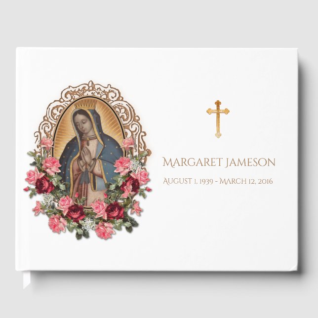 Guadalupe Virgin Mary Funeral Memorial Guest Book (Front)