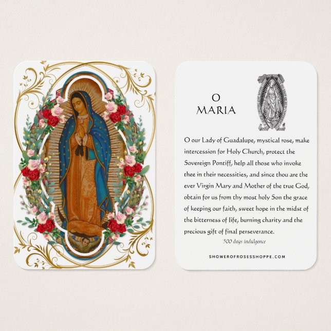 Guadalupe Virgin Mary Spanish Prayer Holy Card (Front & Back)