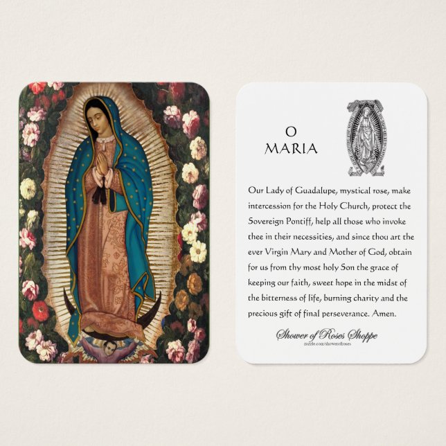 Guadalupe Virgin Mary Spanish Prayer Holy Card (Front & Back)