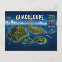 Guadeloupe 971 Vintage Map