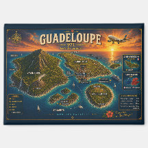 Guadeloupe 971 Vintage Travel Map