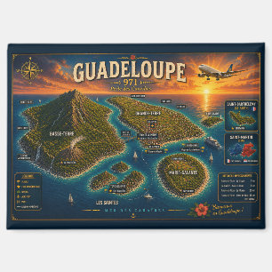Guadeloupe 971 Vintage Travel Map Magnet