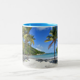 guadeloupe beach Two-Tone coffee mug