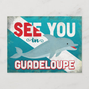 Guadeloupe Dolphin - Retro Vintage Travel Postcard