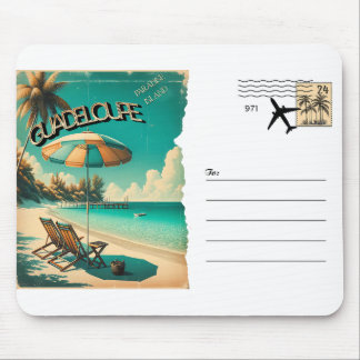 Guadeloupe Exotic Beach Retro Postcard Mouse Pad
