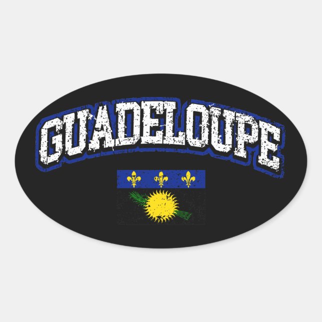 Guadeloupe Flag Oval Sticker (Front)
