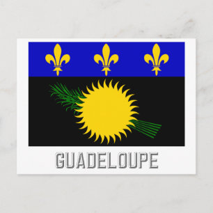 Guadeloupe flag with name postcard